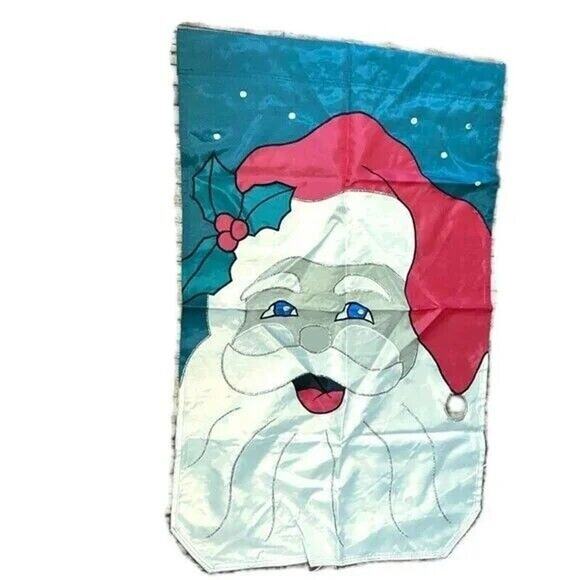 Santa Garden Flag Nylon Cutout Double Sided 40 x 28 Classroom Banner Christmas - Picture 1 of 3